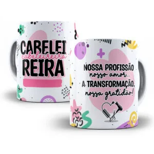Arte Caneca Cabeleireira Profissões Coloridas