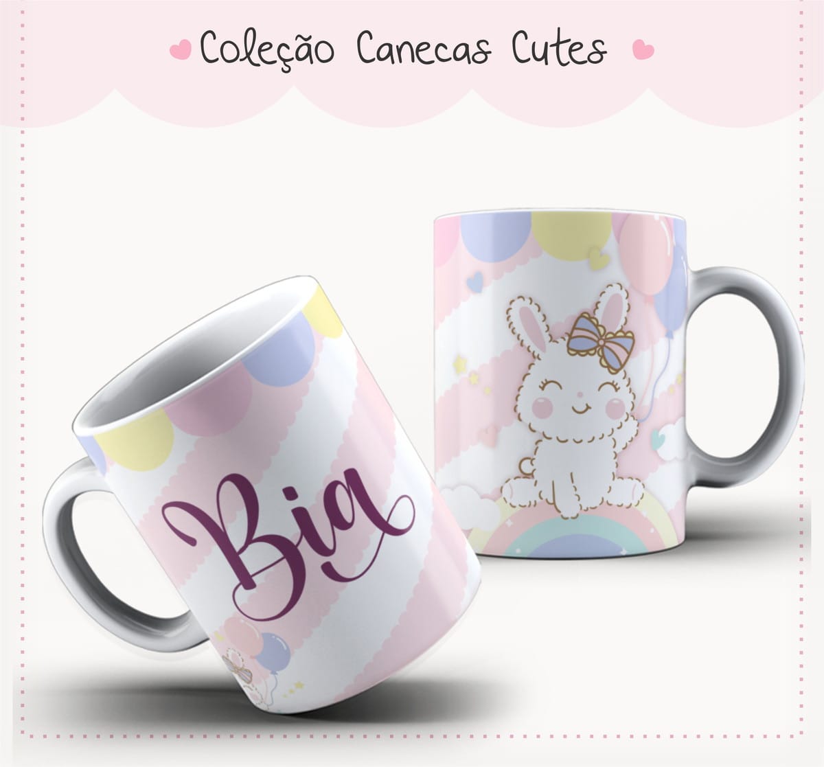 Arte Caneca Coelhinho Cute Kawaii Pastel 1 Arte Caneca Cute 4