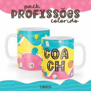 Arte Caneca Colorido Coach