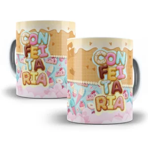 Arte Caneca Confeitaria Com Doces Coloridos e Alegres