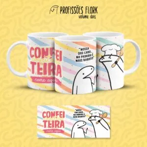 Arte Caneca Confeitaria Profissões Flork em Jpg