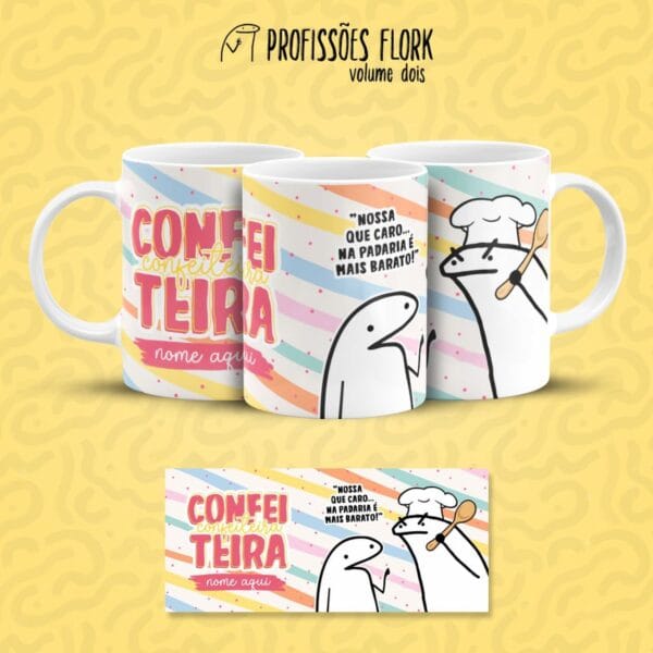Arte Caneca Confeitaria Profissões Flork em Jpg