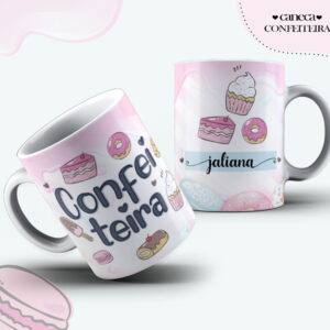 Arte Caneca Confeiteira Feminina - Arquivo Digital