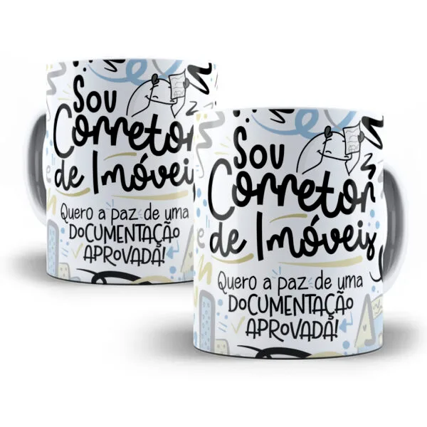 Arte Caneca Corretor(a) de Imóveis Flork Profissões Png