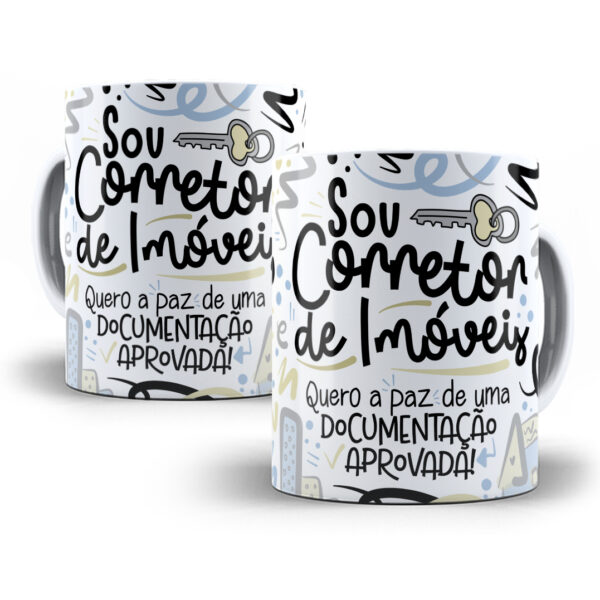 Arte Caneca Corretor(a) de Imóveis Flork Profissões Png