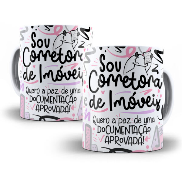 Arte Caneca Corretor(a) de Imóveis Flork Profissões Png