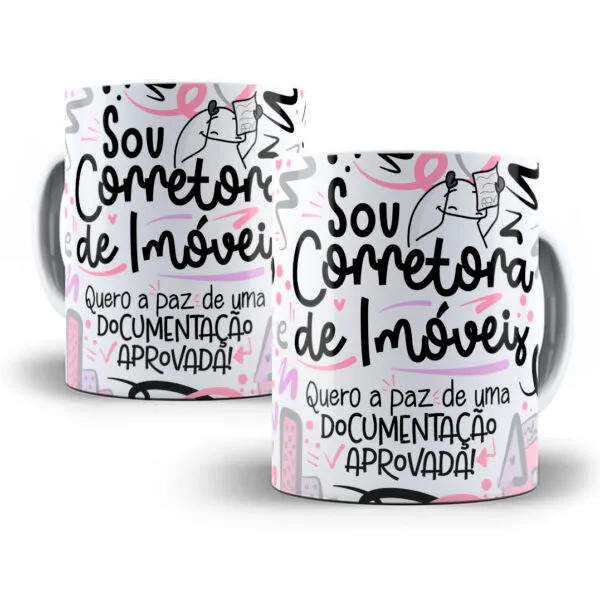 Arte Caneca Corretor(a) de Imóveis Flork Profissões Png