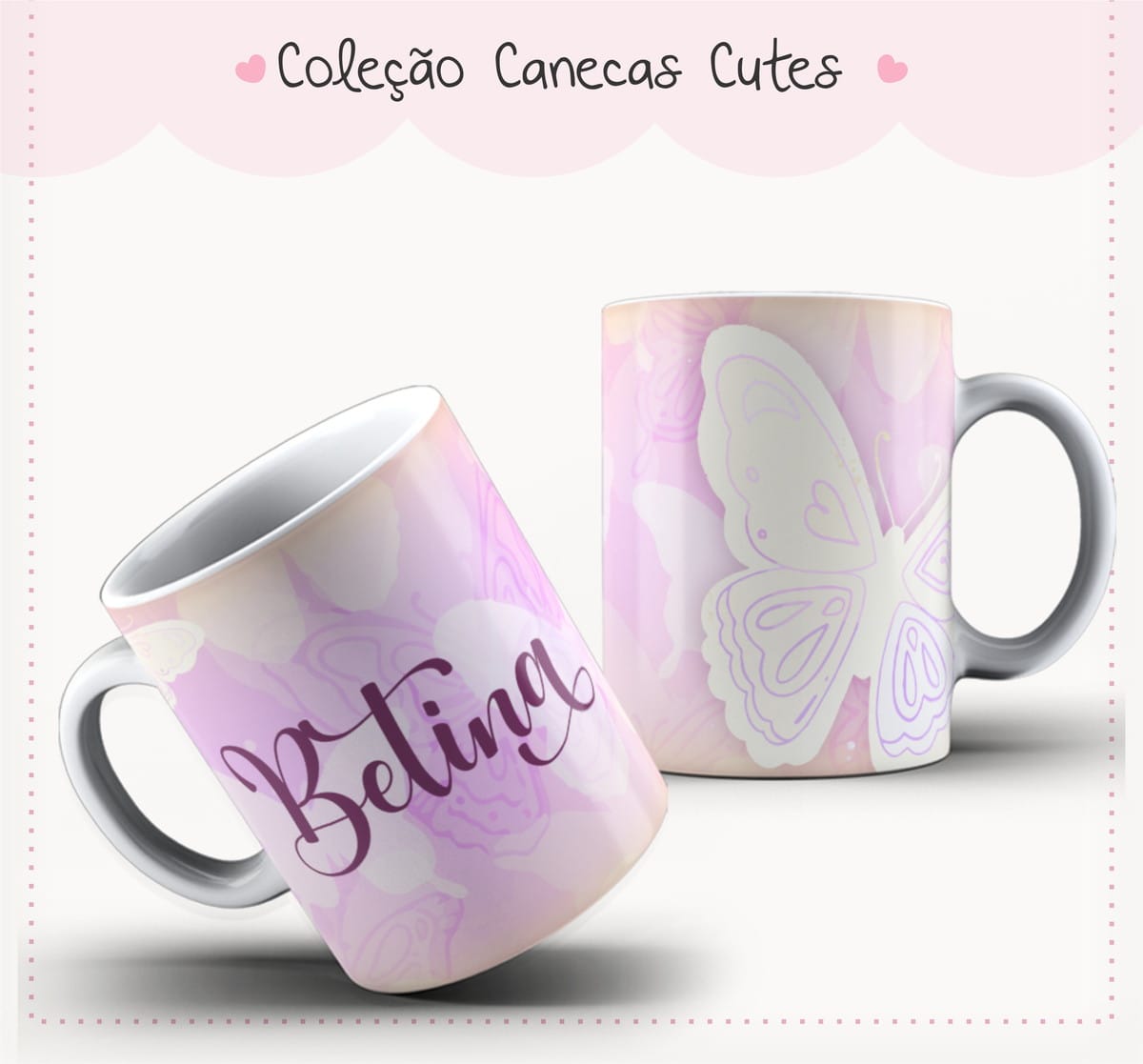 Arte Caneca Cute Borboletas Aquarela 1 Arte Caneca Cute 3