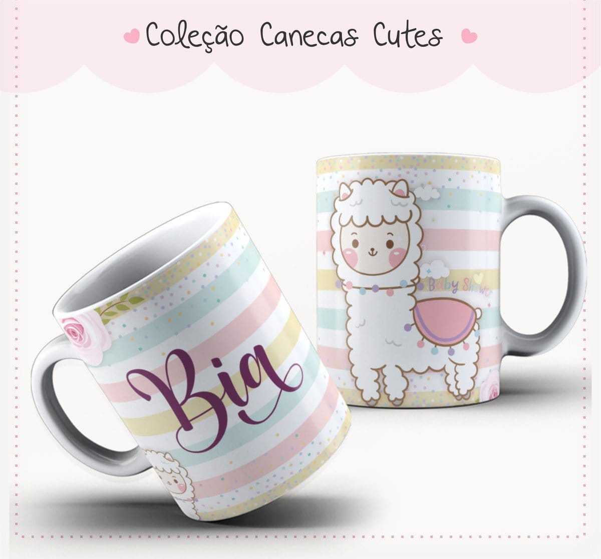 Arte Caneca Cute Lhama Baby Shower Pastel 1 Arte Caneca Cute 8