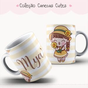 Arte Caneca Cute Menina Girassol Estampa Sublimação 40 Arte Caneca Cute 9