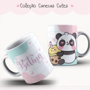 Arte Caneca Cute Panda Bubble Tea Estampa 21 Arte Caneca Cute 2
