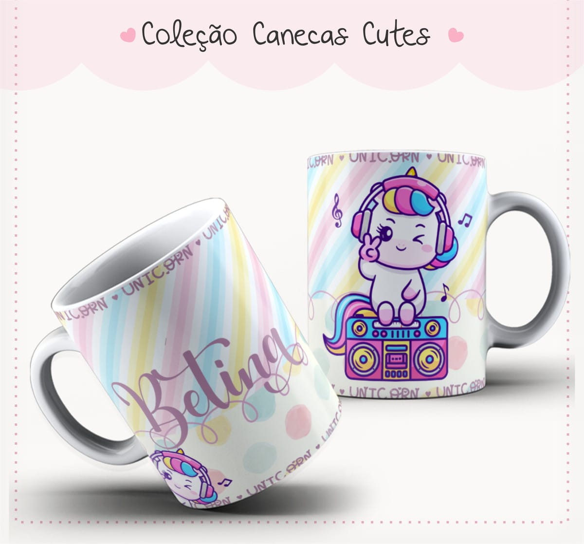 Arte Caneca Cute Unicornio Musical para Sublimacao 1 Arte Caneca Cute 5