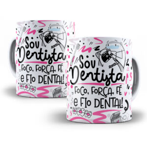 Arte Caneca Dentista Flork Profissões Sublimação Png