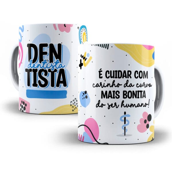 Arte Caneca Dentista Odontologia Profissões Coloridas