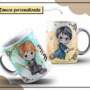 Arte Caneca Digital Harry Potter Aquarela