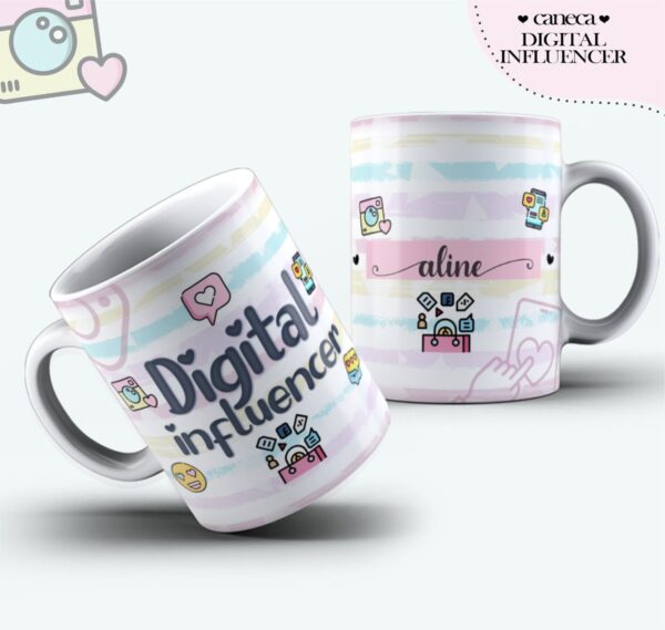 Arte Caneca Digital Influencer Feminina