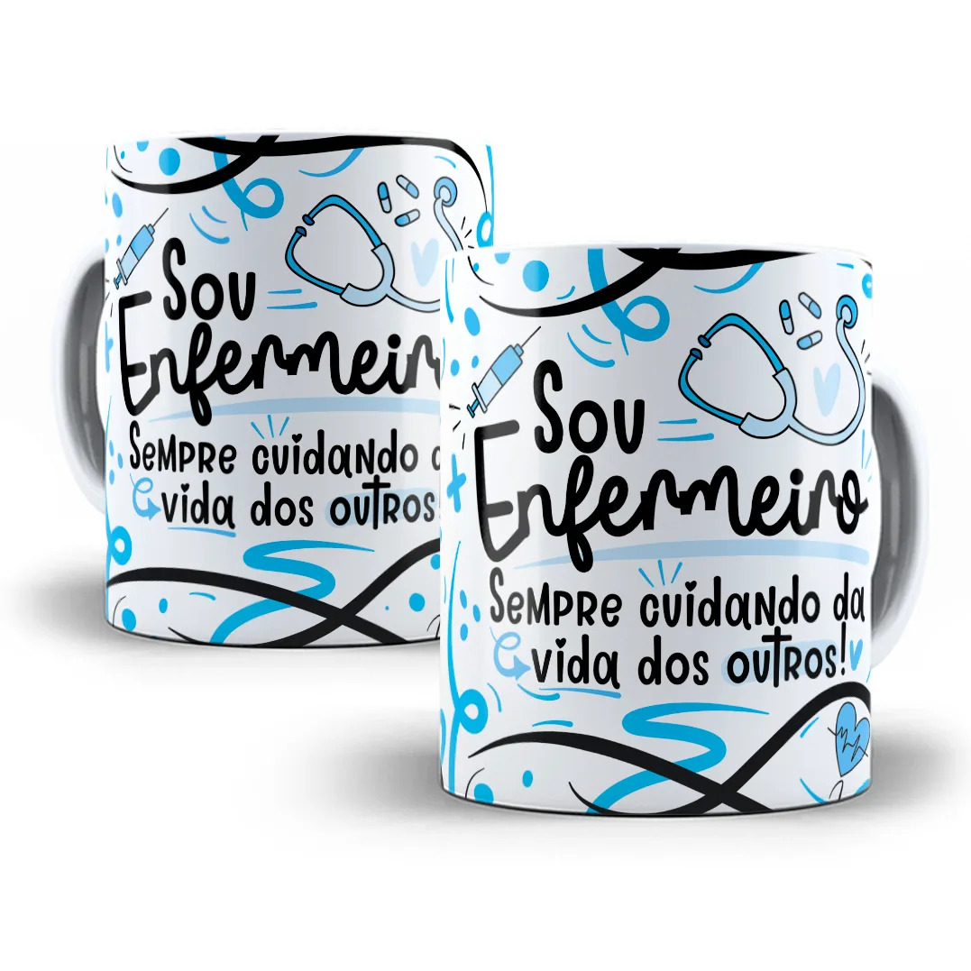 Arte Caneca Enfermeiro(a) Flork Profissões Sublimação Png