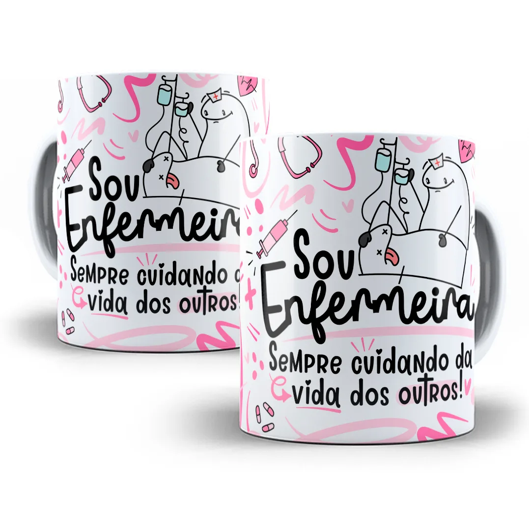 Arte Caneca Enfermeiro(a) Flork Profissões Sublimação Png