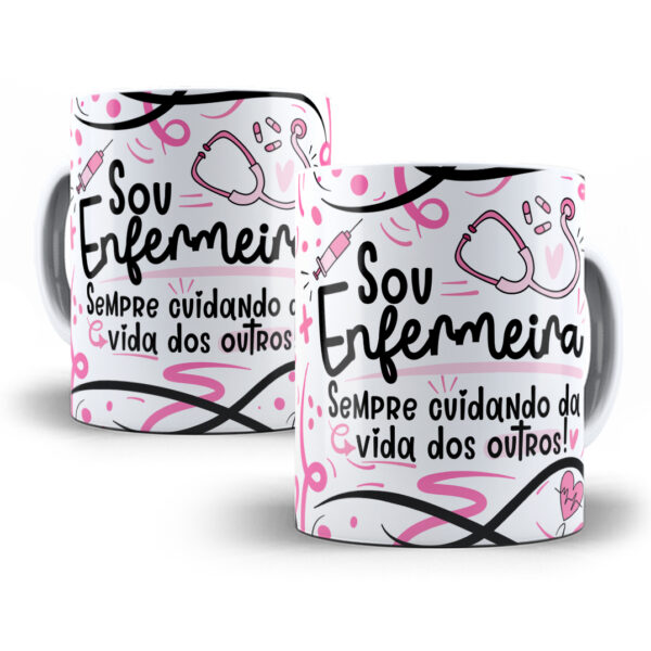 Arte Caneca Enfermeiro(a) Flork Profissões Sublimação Png