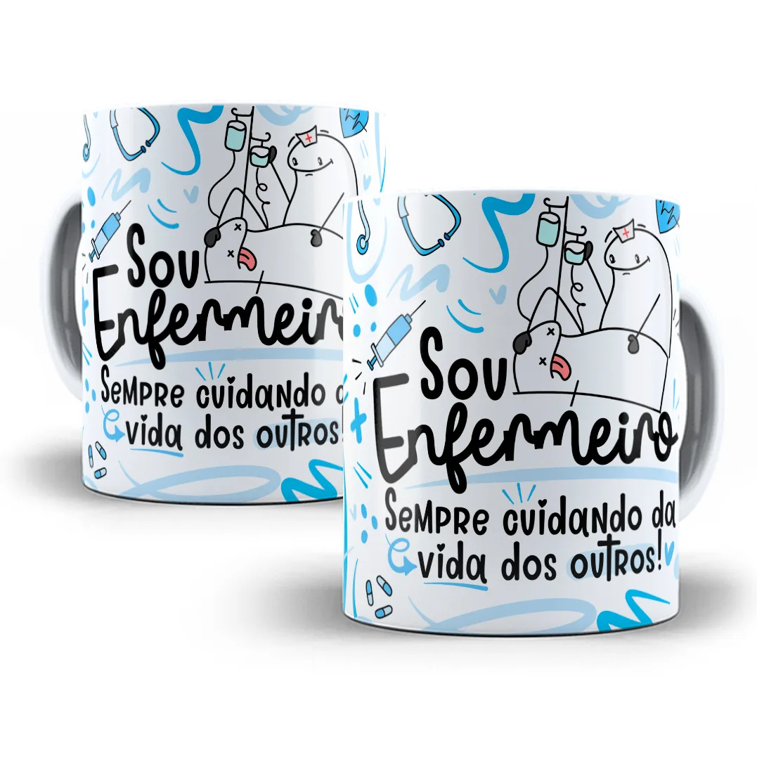 Arte Caneca Enfermeiro(a) Flork Profissões Sublimação Png