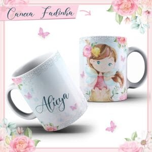 Arte Caneca Fadinha Aquarela