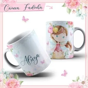 Arte Caneca Fadinha Aquarela 37 Arte Caneca Fadinha Aquarela