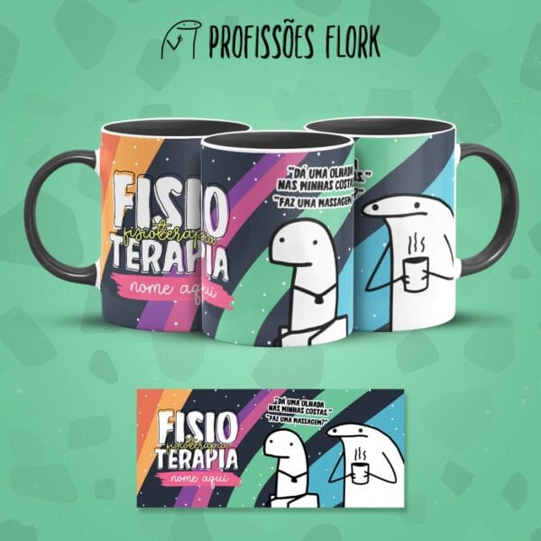 Arte Caneca Fisioterapia Profissões Flork Arquivo Jpg