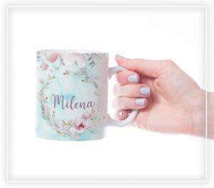 Arte Caneca Floral Borboleta