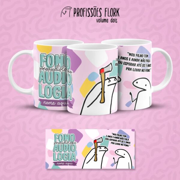 Arte Caneca Fonoaudiologia Profissões Flork em Jpg