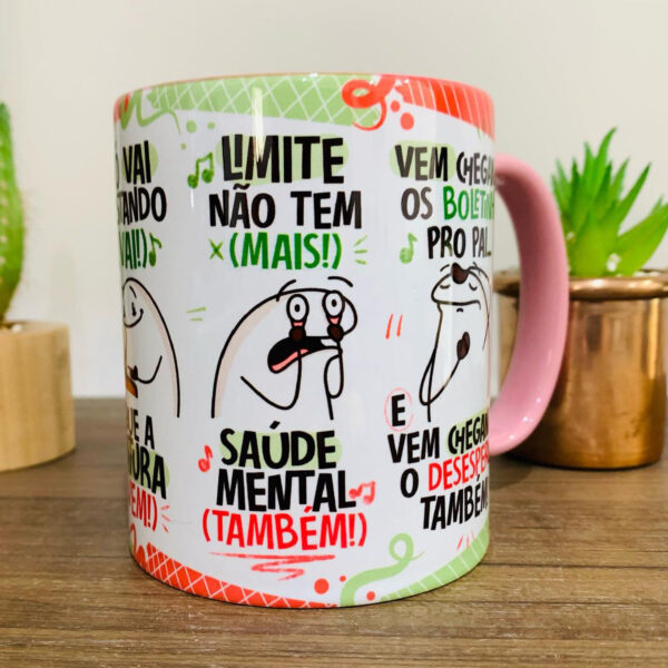 Arte Caneca Fui Passando no Crédito Esqueci a Fatura Laranja