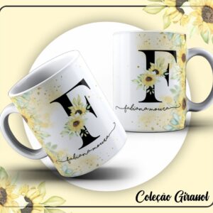 Arte Caneca Girassol Alfabeto