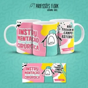 Três canecas ilustradas e faixa retangular sobre fundo turquesa