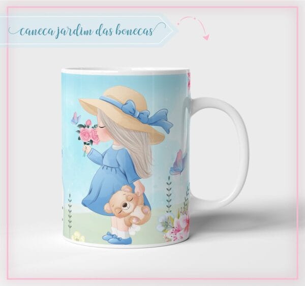 Arte Caneca Jardim Bonecas
