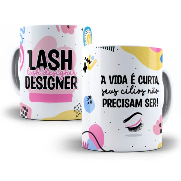 Arte Caneca Lash Designer Cílios Profissões Coloridas