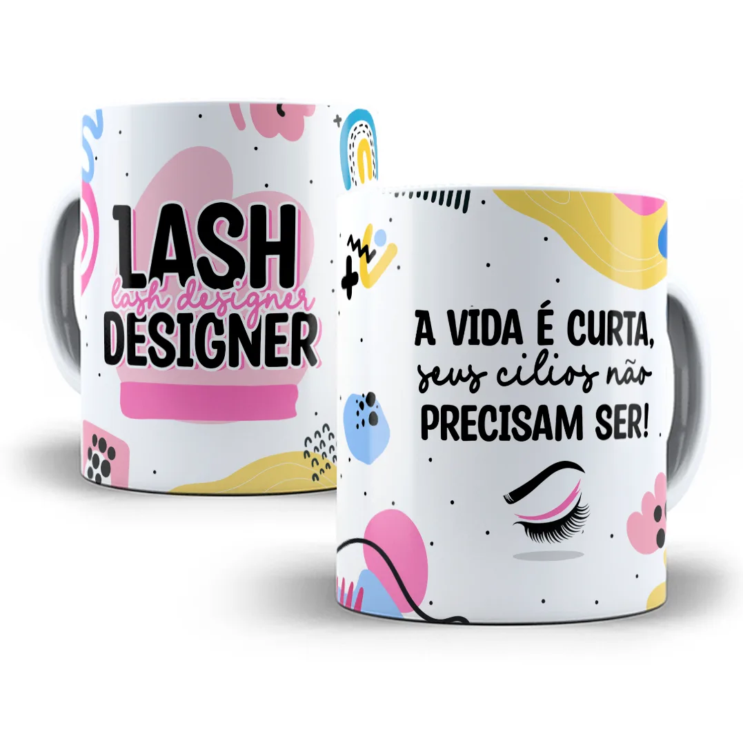 Arte Caneca Lash Designer Cílios Profissões Coloridas 1 Arte Caneca Lash Designer Cílios Profissões Coloridas