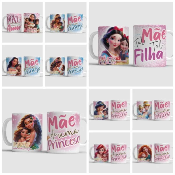 Arte Caneca Maes Princesas Png