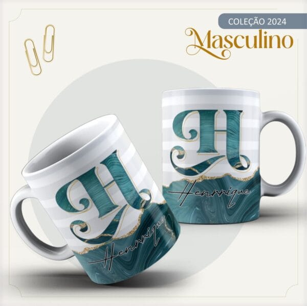 Arte Caneca Masculina Alfabeto Sublimação