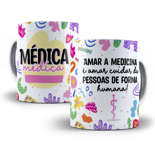 Arte Caneca Médico(a) Medicina Profissões Coloridas