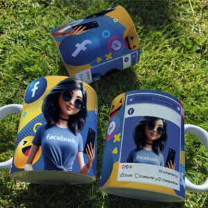 Arte Caneca Meninas Facebook - Png e Corel