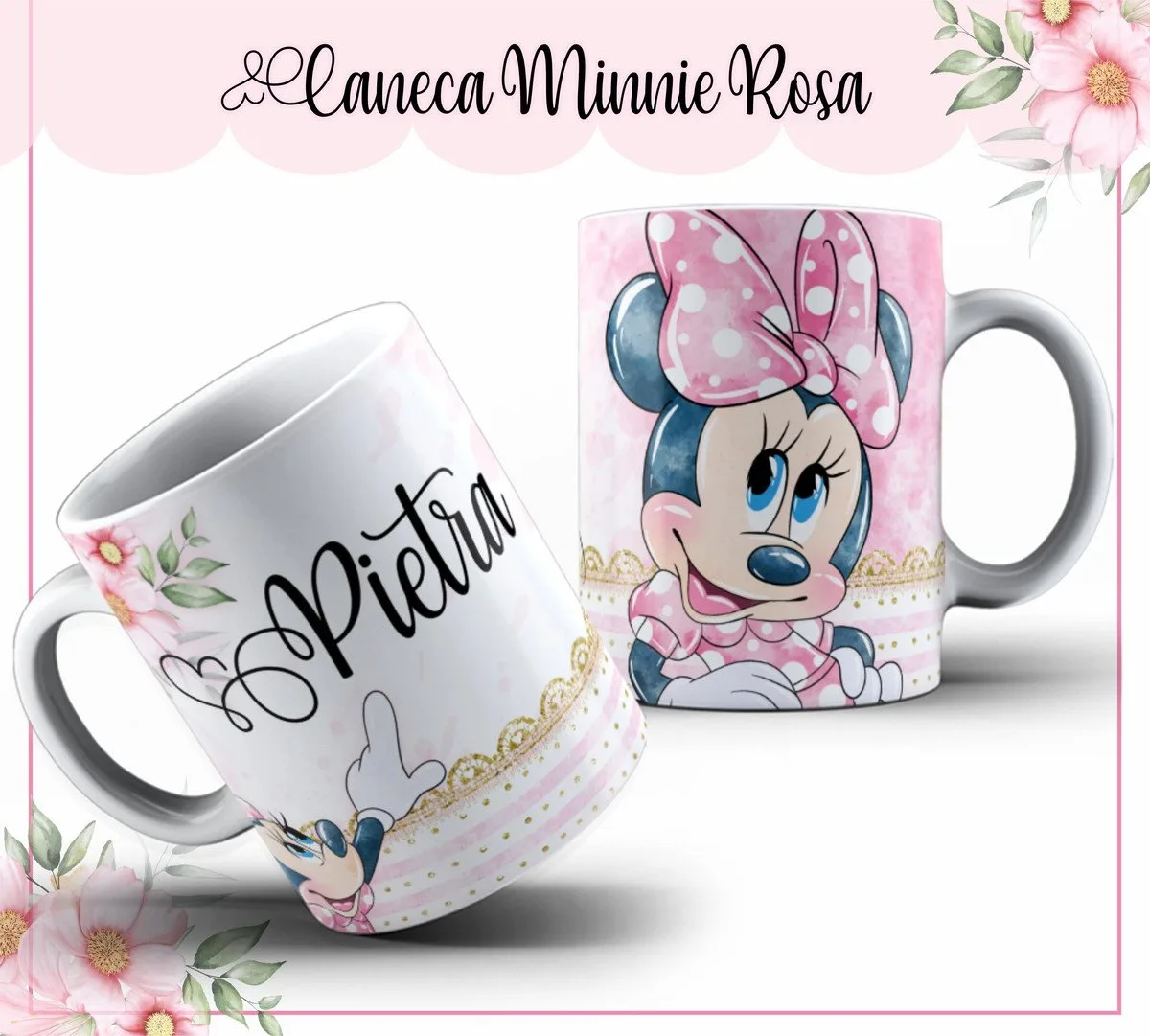 Arte Caneca Minnie Rosa 1 Arte Caneca Minnie Rosa