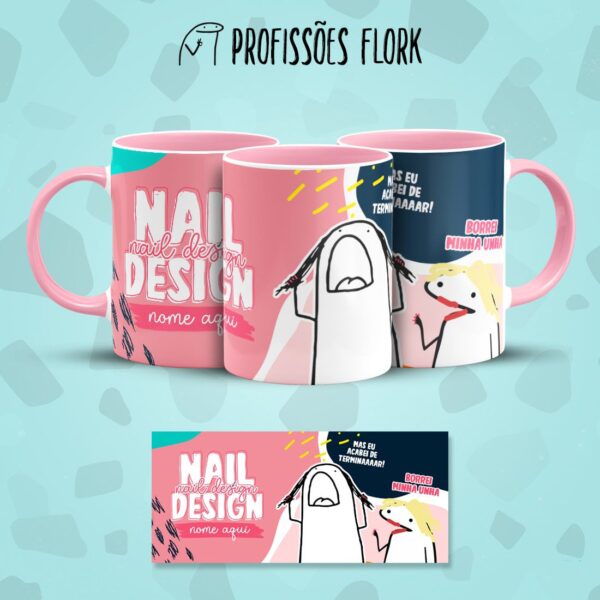 Arte Caneca Nail Design Profissões Flork Arquivo Jpg