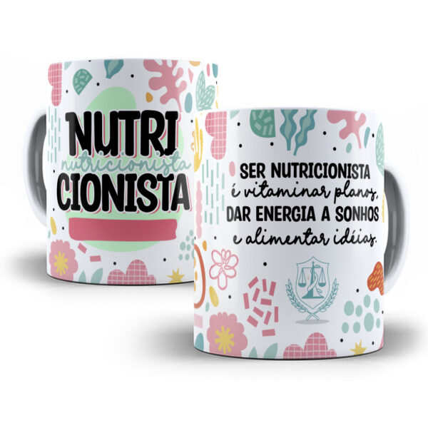 Arte Caneca Nutricionista Nutrição Profissões Coloridas