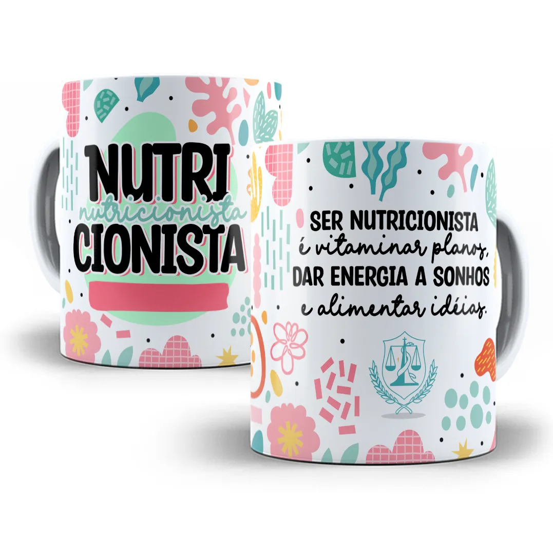 Arte Caneca Nutricionista Nutrição Profissões Coloridas