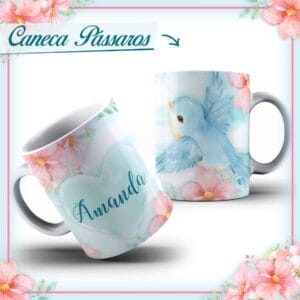 Arte Caneca Pássaros