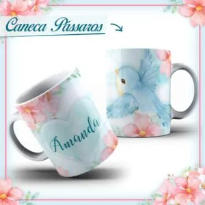 Arte Caneca Pássaros