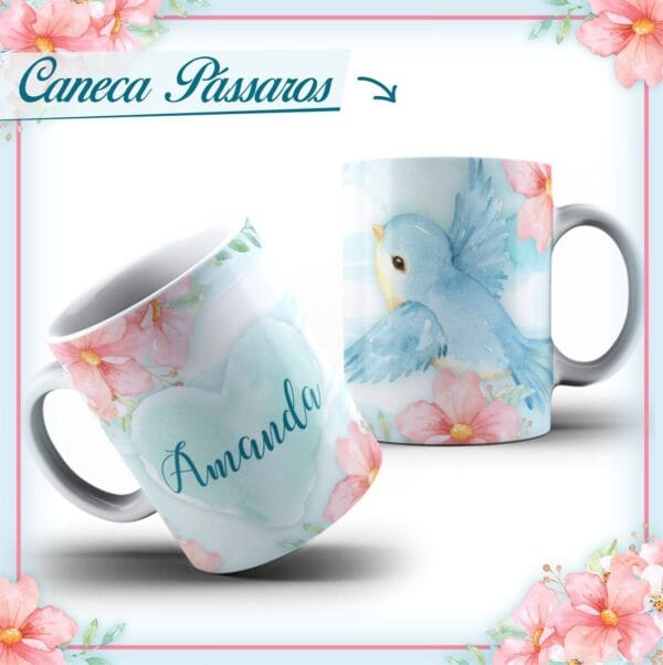 Arte Caneca Pássaros