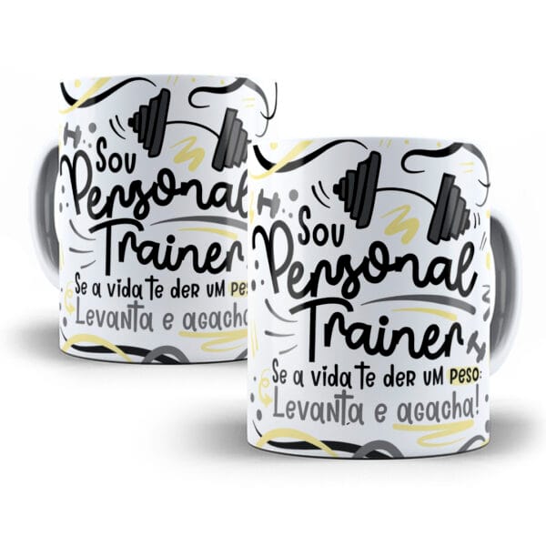 Arte Caneca Personal Trainer Flork Profissões Sublimação Png