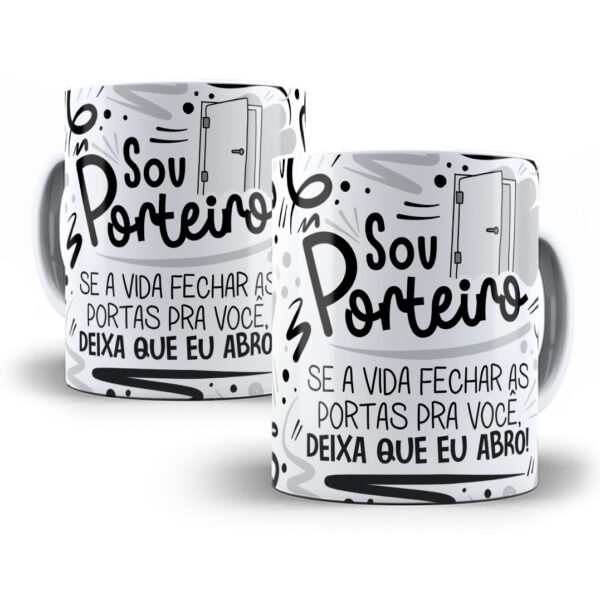 Arte Caneca Porteiro Flork Profissões Sublimação Png