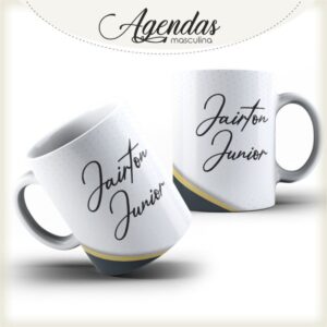 Arte Caneca Preto com Dourado