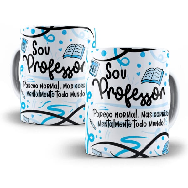 Arte Caneca Professor(a) Flork Profissões Sublimação Png